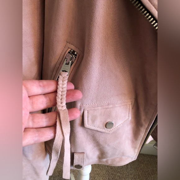 All Saints Leather Suede Dusty Rose Pink color Biker Jacket size M - Picture 7 of 15